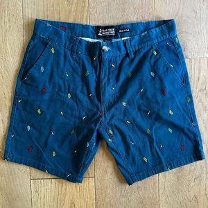 Navy color popsicle print flat front chino shorts with pockets- size 36
